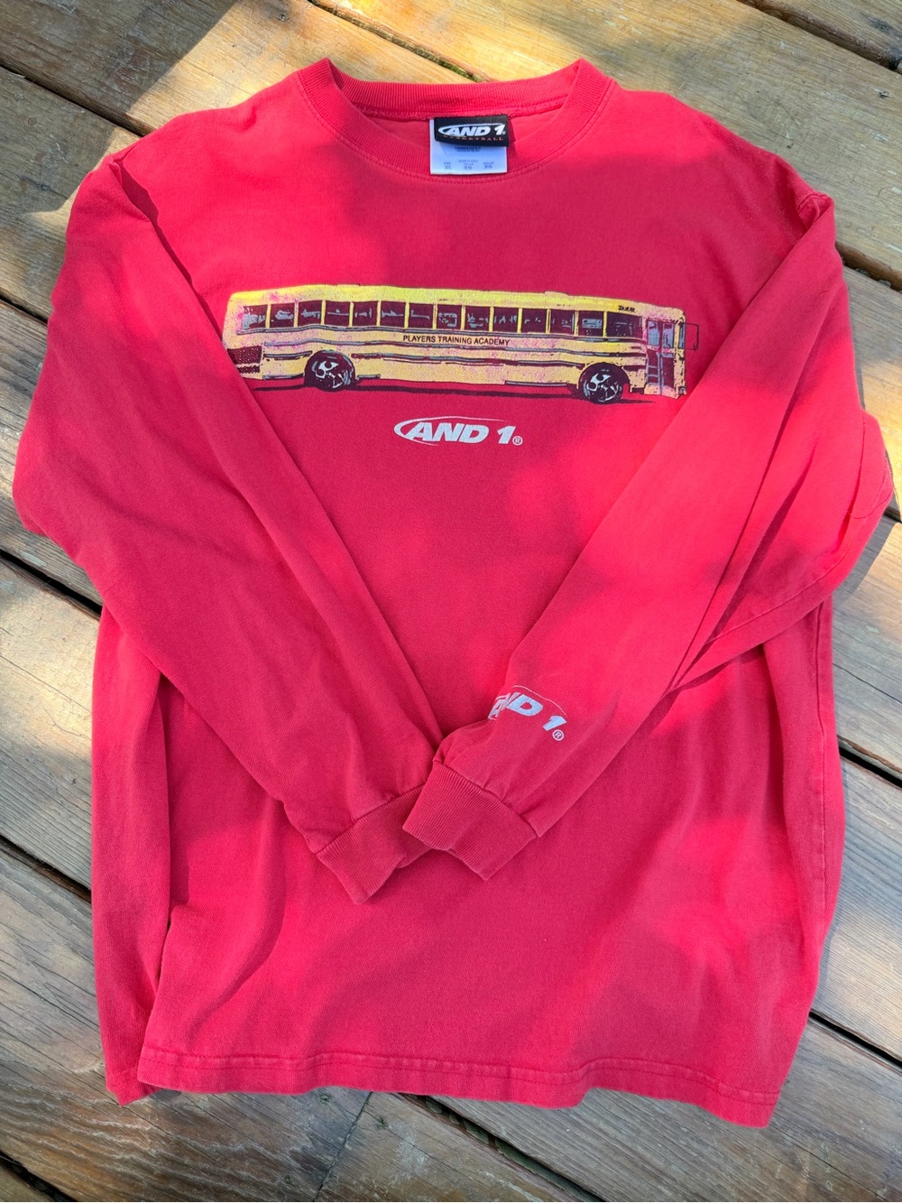 AND1 Vintage Kids' Red Long-Sleeve Graphic Tee - School Bus Print